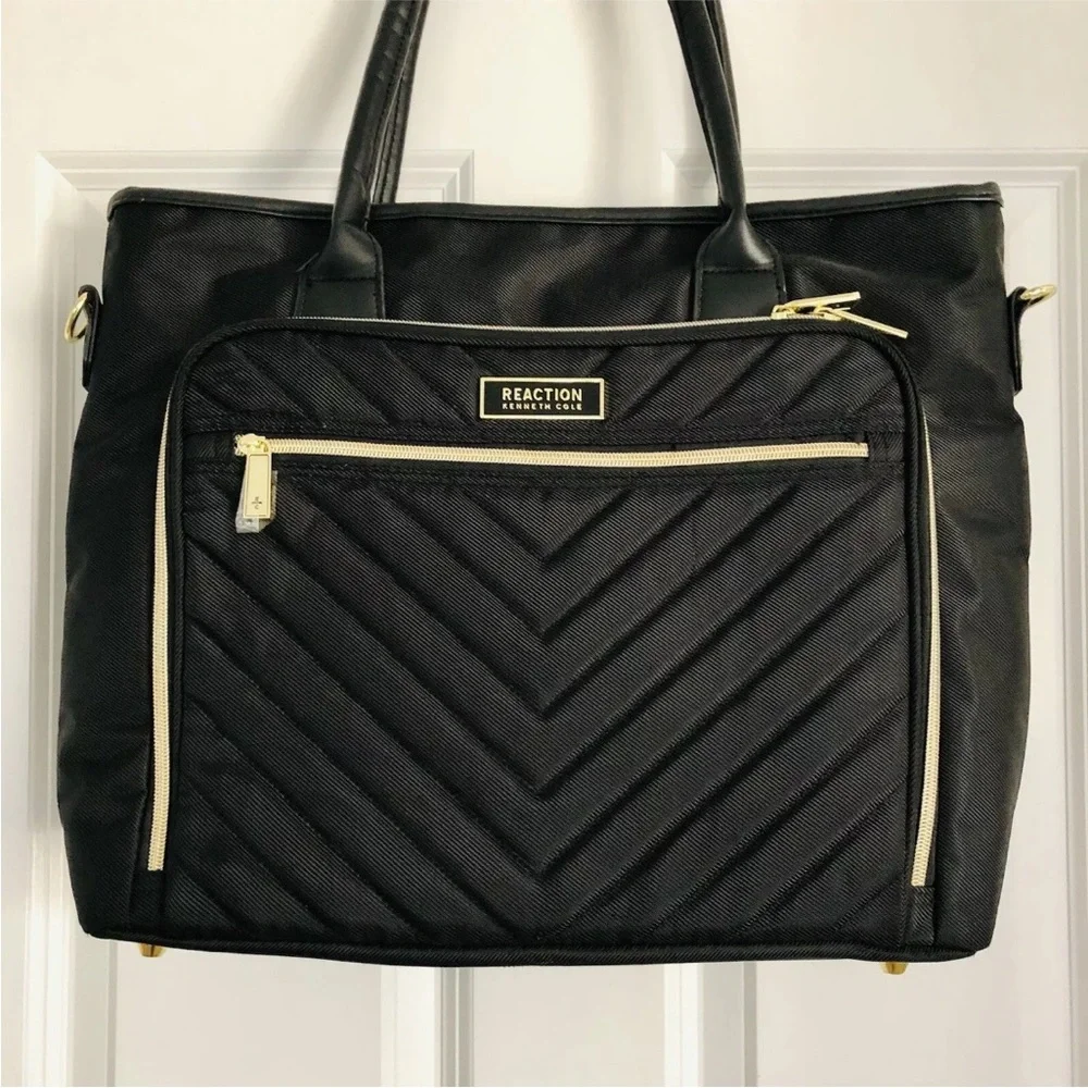 Reaction Kenneth Cole Laptop Tote Bag Black Shoulder business purse for Women's